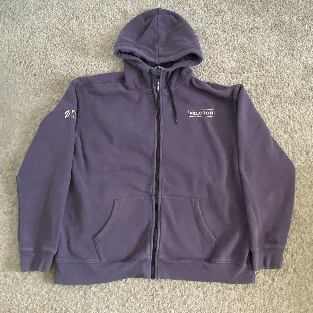Peloton Hoodie Jacket Women Large Purple Sweatshirt Zip Workout Athletic Cyclist
